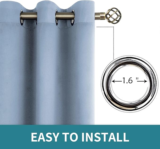 BGment Blackout Curtains for Living Room - Grommet Thermal Insulated Room Darkening Curtains for Bedroom, 2 Panels of 52 x 84 Inch, Spa Blue