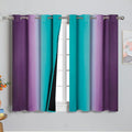 Estelar Textiler Ombre Teal and Purple Blackout Curtains 54 Inch Length 2 panels, Grommet Thermal Insulated Gradient Drapes for Kids Room, Full Light Blocking Blackout Curtains for Bedroom, 52x54 Inch