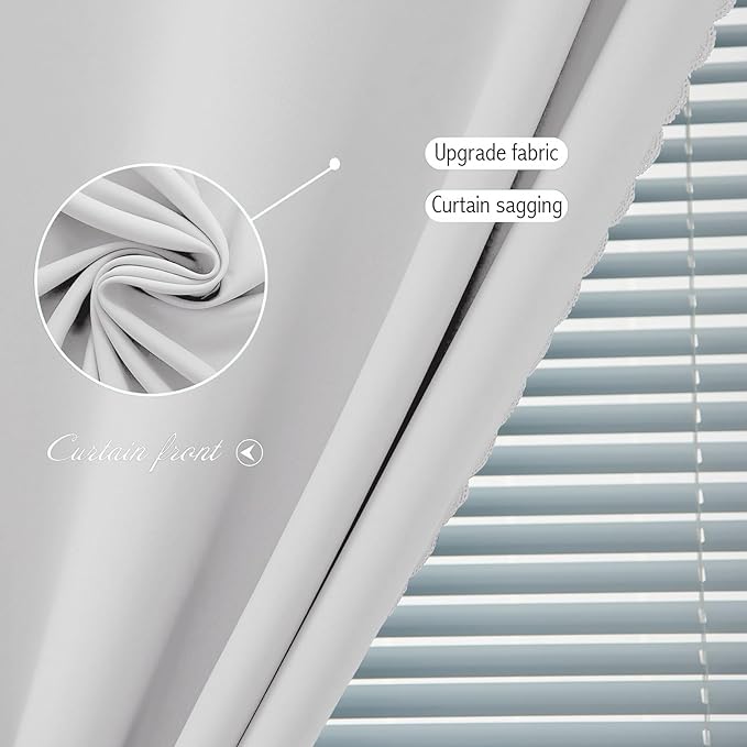 Blackout Curtains for Bedroom Sticky Curtain Blackout Window Cover Self Adhesive Curtains Rod No Drillng, 47" W X 96" L, Light Grey, 1 Panel