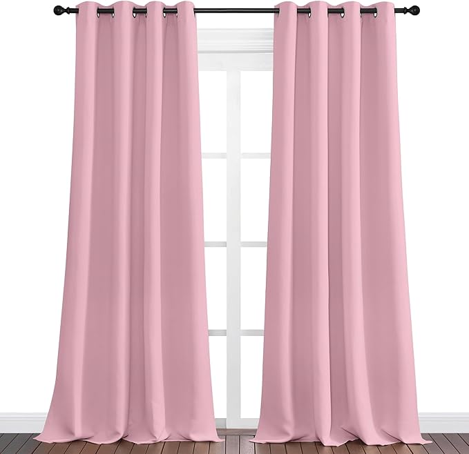 NICETOWN Crystal Pink Blackout Curtains 120" Long for Office, Dining Room, Guest Room, 55" Wide, 2 Pieces, Sound Reducing Heat and Cold Block Curtain Panels for Modern Room Decorative