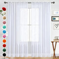 SpaceDresser Basic Rod Pocket Sheer Voile Window Curtain Panels White 1 Pair 2 Panels 52 Width 95 Inch Long for Kitchen Bedroom Children Living Room Yard(White,52 W x 96 L)