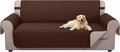 U-NICE HOME Reversible Sofa Cover Couch Cover for Dogs with Elastic Straps Water Resistant Furniture Protector for Pets Couch Cover for 3 Cushion Couch (Sofa, Brown/Beige)