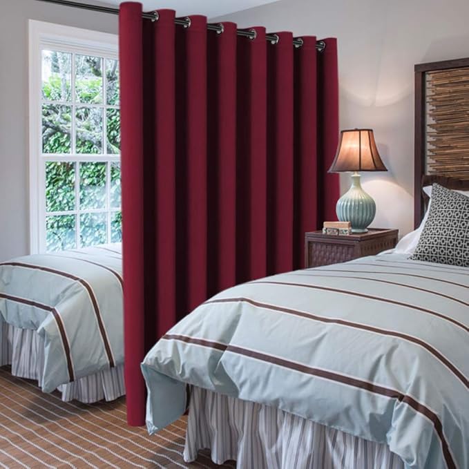H.VERSAILTEX Blackout Patio Curtains 100 x 96 Inches for Sliding Door Extral Wide Blackout Curtain Panels Christmas Decor for Living Room - Grommet Top, 8' Tall by 8.5' Wide - Burgundy