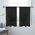 SpaceDresser Basic Rod Pocket Sheer Voile Window Curtain Panels Black 1 Pair 2 Panels 26 Width 24 Inch Long for Kitchen Bedroom Children Living Room Yard（Black，26Wx 24L）