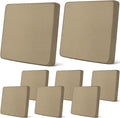 Newwiee 8Pcs Patio Cushion Covers Stretch Outdoor Cushion Cover Replacement for Patio Furniture Sofa Couch Slipcovers, Soft Flexibility Washable Furniture Protector(Waterproof Pure,Khaki Yellow)