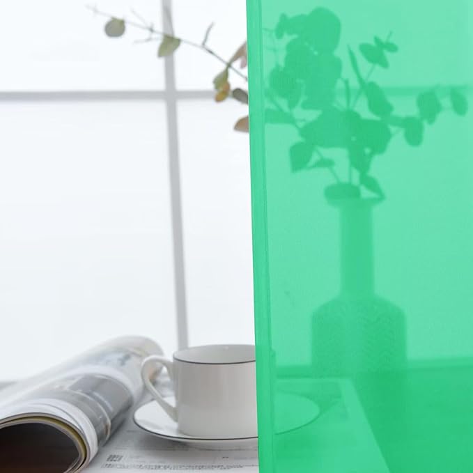 SpaceDresser Basic Rod Pocket Sheer Voile Window Curtain Panels Grass Green 1 Pair 2 Panels 52 Width 54 Inch Long for Kitchen Bedroom Children Living Room Yard（Grass Green, 52W x 54L）
