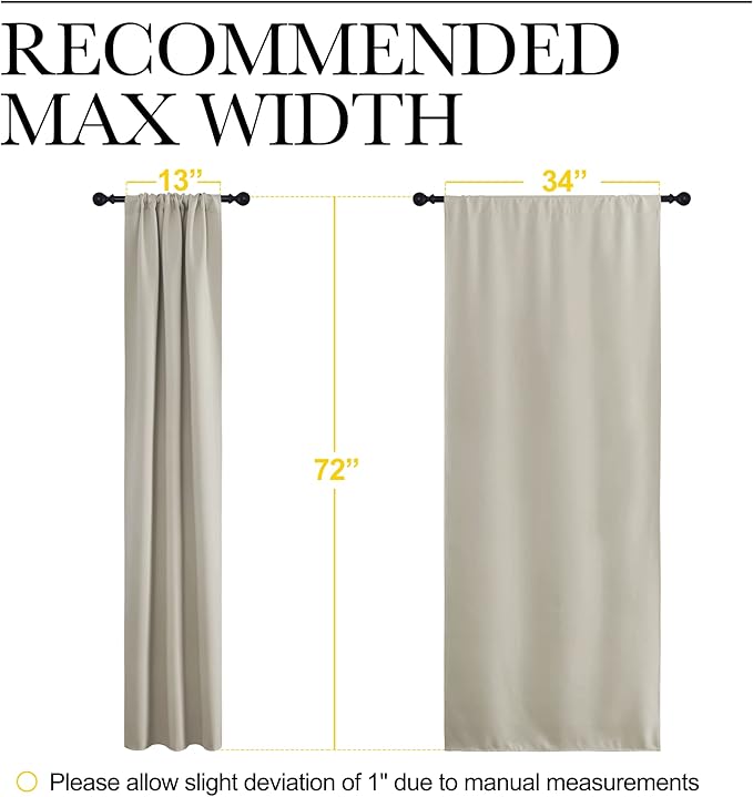 NICETOWN Blackout Curtains for Living Curtains, Room Darkening Window Curtain Panels, Easy-Care Solid Thermal Insulated Draperies/Drapes for Daughter Room (Natural, 2 Panels, 34 by 72)