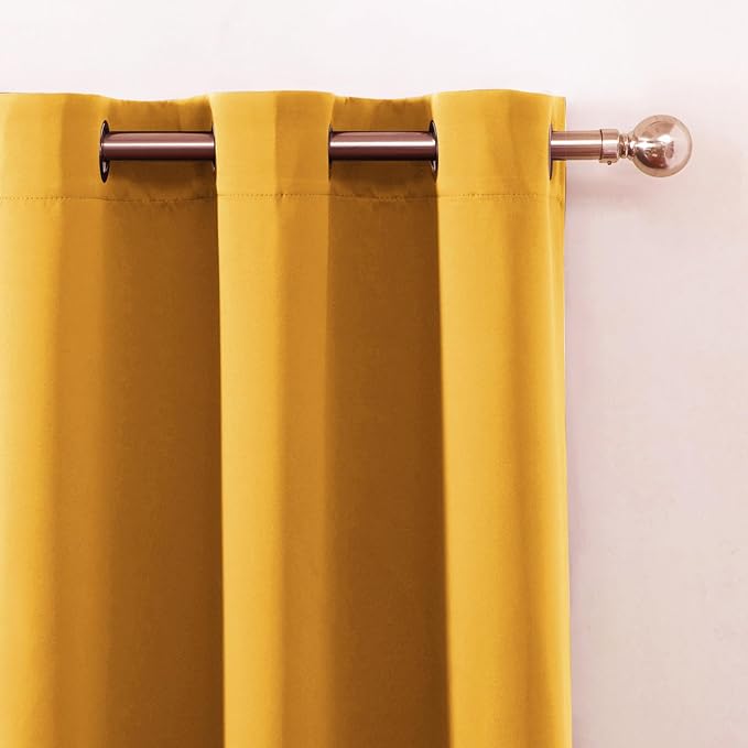 LEMOMO Blackout Curtains 52 x 90 Inch Long Yellow Curtains Set of 2 Panels Room Darkening Curtains for Bedroom and Living Room