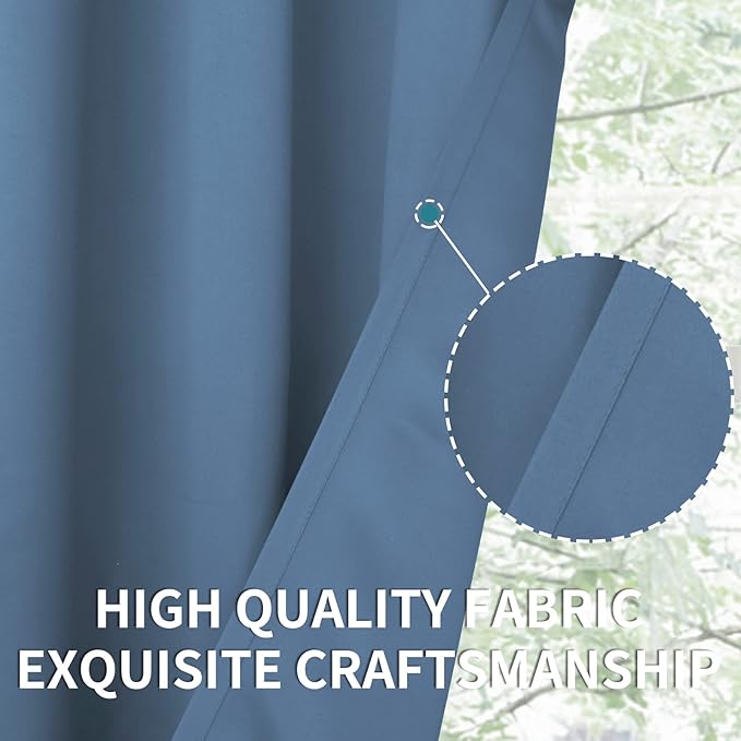 BGment Blackout Curtains for Bedroom - Grommet Thermal Insulated Room Darkening Curtains for Living Room, Set of 2 Panels (52 x 72 Inch, Faded Denim)