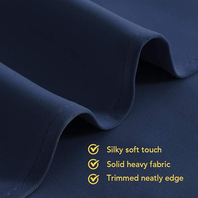 NICETOWN Blackout Curtain Panels 70, Navy, 1 Pair, 34 inch, Window Treatment Energy Saving Thermal Insulated Solid Grommet Blackout Drapes for Living Room