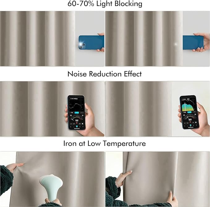 MIULEE Natural Back Tab Blackout Curtains 84 Inch Length 2 Panels Set for Living Room Bedroom Privacy, Rod Pocket/Pinch Pleat Thermal Insulated Room Darkening Pleated Light Blocking Drapes
