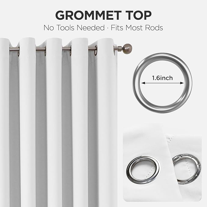 Joydeco Blackout Door Curtain for Doorway Privacy 90 Inches Long, Grommet Closet Curtain for Open Closet, Room Divider for Bedroom Living Room (Pure White 52Wx90L, 1 Panel)