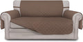 Easy-Going Reversible Loveseat Couch Cover for 2 Cushion Couch Sofa Cover for Dogs Water Resistant Furniture Protector with Foam Sticks Elastic Straps for Pet (Loveseat, Brown/Brown)