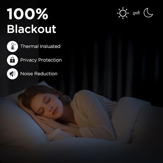 CUCRAF Custom Blackout Curtains for Bedroom Living Room, Rod Pocket Room Darkening Curtain Thermal Insulated Light Blocking Window Drapes 1 Panel (Custom Size, Black)
