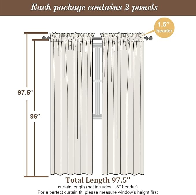 Chyhomenyc Lime Sheer Curtains 96 inches Long 2 Panels, Light Filtering Soft Airy Solid Elegant Voile Window Treatment Drapes for Bedroom Living Room, 42Wx96L, 8FT L