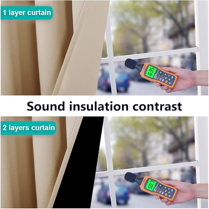 NICETOWN Bedroom Full Blackout Curtain Panels, Super Thick Insulated Grommet Drapes, Double-Layer Blackout Draperies with Black Liner for Small Window (Set of 2 Pcs, 37 by 63-inch, Biscotti Beige)