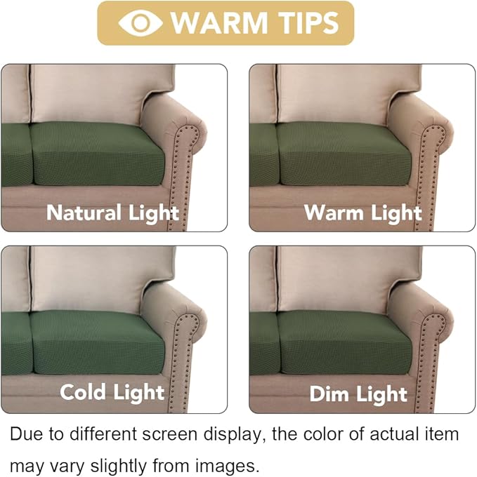 H.VERSAILTEX Super Stretch Individual Seat Cushion Covers Sofa Covers Couch Cushion Covers Slipcover Sets Thick Jacquard Textured Twill Fabric (2 Piece Medium Sofa Cushion Covers, Bronze Green)