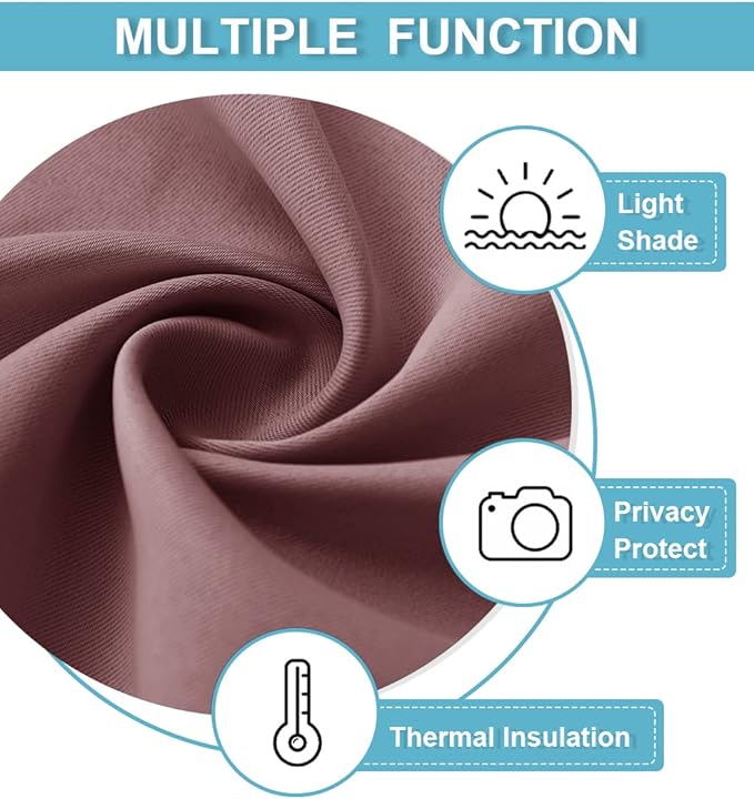 RYB HOME Short Dusty Pink Blackout Curtains for Small Bedroom Window, Insulating UV Blocking Drapes for Kitchen Cafe Basement Garage, Privacy Tiers for Bathroom Window, Width 42 by Length 36, Set of 2