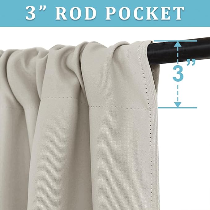 RYB HOME Curtains for Bedroom 84 inches Long 2 Panels Set, Privacy Thermal Insultaed Sunlignt Heat Blocking Drapes for Nursery Rental Room, Width 42 by Length 84, Natural