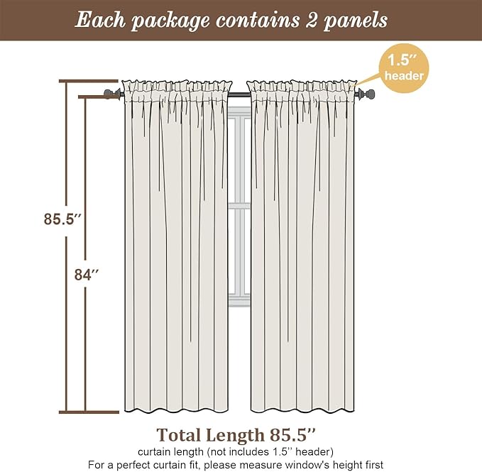 Chyhomenyc Lime Sheer Curtains 84 Inches Long 2 Panels Set, Light Filtering Soft Airy Window Curtains, Rod Pocket for Living Room Bedroom Window Drapes, 42Wx84L Inch, 2PCS