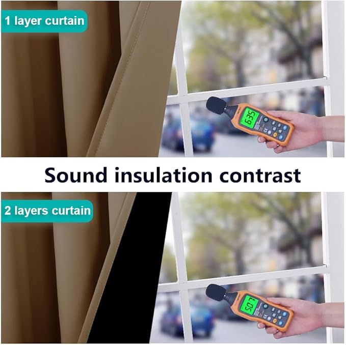 NICETOWN 100% Blackout Curtains 45 inches Long, Gold Brown, 1 Pair, 42 inches Width Each Panel, 2 Thick Layers Completely Blackout Window Treatment Thermal Insulated Lined Drapes for Small Window
