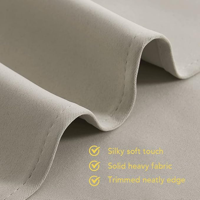 NICETOWN Thermal Insulated Natural Curtains for Living Room, Window Treatment Solid Grommet Room Darkening Drape Panels for Bedroom (Set of 2, 70 by 95 inches Long)