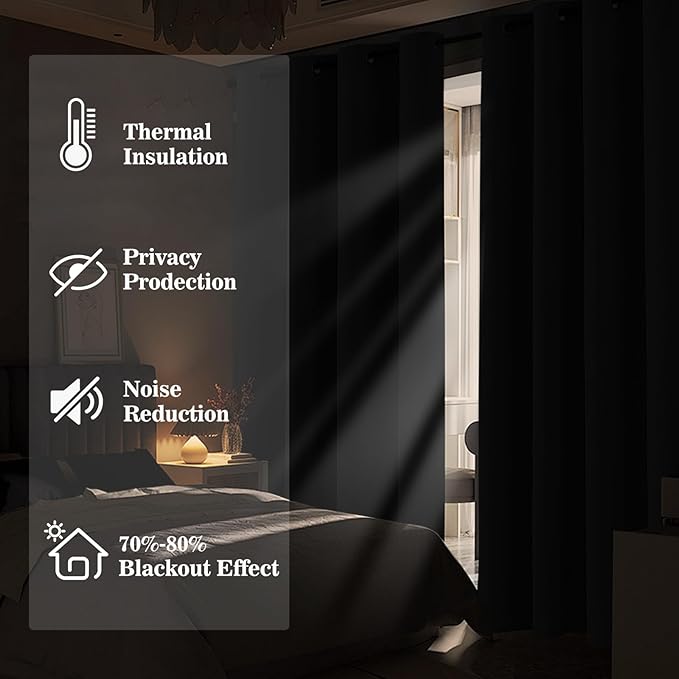 Yakamok Blackout Ombre Dark Blue and Burnt Orange Curtains-Gradient Room Darkening Curtain, Grommet Thermal Insulated Light Blocking Window Drapes Curtain for Living Room Bedroom,52 x 84 Inch,2 Panels