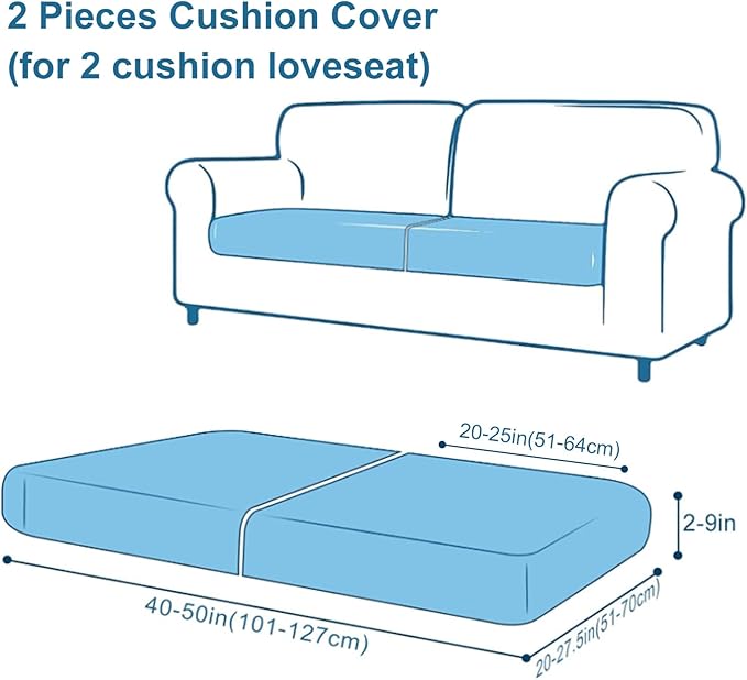 Smiry Printed Couch Cushion Covers, Stretch Soft Couch Covers for Sofa, Washable Non-Slip Sofa Slipcover Furniture Protector for Indoor and Outdoor (2 Pack, Red with White)