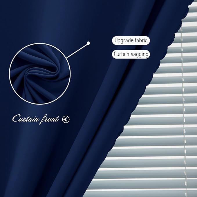 Self Adhesive Portable Blackout Curtains for Bedroom Easy to Install Window Thermal Lnsulated Kitchen Room Darkening Small Window Curtains, 47" W X 84" L, Navy Blue, 1 Panel