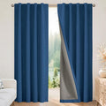 Joydeco Blackout Curtains for Bedroom - 100% Light Blocking 2 Panels Navy Blue Drapes 37" W x 90" L, Thermal Insulated Room Darkening Curtains, Linen Textured for Living Room, Rod Pocket & Back Tabs