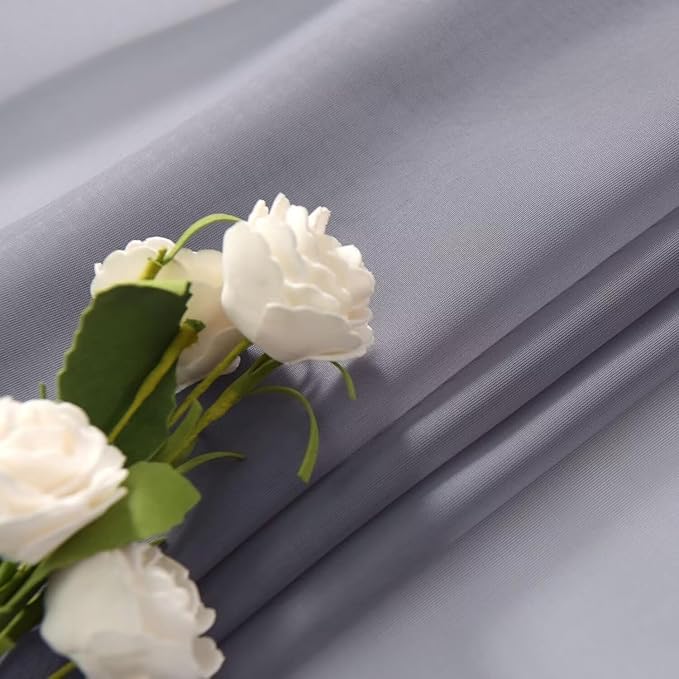SpaceDresser Basic Rod Pocket Sheer Voile Window Curtain Panels Grey 1 Pair 2 Panels 52 Width 36 Inch Long for Kitchen Bedroom Children Living Room Yard（Grey, 52W x 36L）