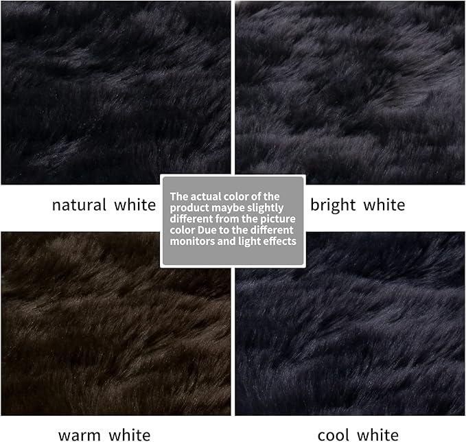 Small Faux Fur Rug, 2x4 ft Ultra Soft Sheepskin Rug Chair Sofa Cover Seat Pad, Black Fluffy Shag Rug for Bedroom Nursery Kids Room, Luxury Shaggy Rugs Fuzzy Plush Floor Carpets, Cute Dorm Home Decor