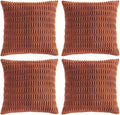 Fancy Homi 4 Packs Rust Decorative Throw Pillow Covers 20x20 Inch for Living Room Couch Bed Sofa, Terracotta Rustic Farmhouse Boho Home Decor, Soft Plush Striped Corduroy Square Cushion Case 50x50 cm