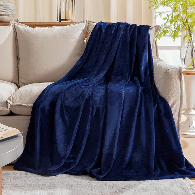 JIAHANNHA Navy Blue Throw Blanket Fleece Blanket Throw Size(50 by 70 Inches),Super Soft Cozy Plush Blanket for Couch Sofa Bed,Lightweight Warm Bed Blankets for Adults,All Season