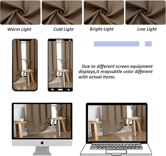 Simplebrand Brown Blackout Curtains for Bedroom 96 Inches Long 2 Panels, Solid Thermal Insulated, Energy Saving Living Room Window Treatment Curtains Blackout Drapes, W50 x L96 Inch, Brown