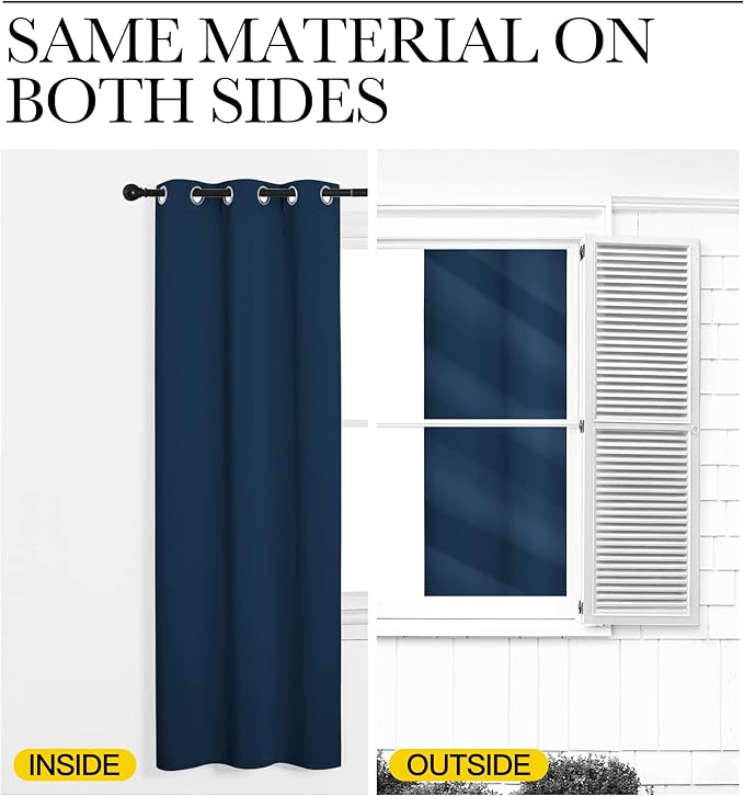 NICETOWN Blackout Curtains & Drapes for Bedroom, Moroccan Blue, W34 x L40, Set of 2, Triple Weave Grommet Top Thermal Insulated Light Blocking Panels for Bathroom/Living Room