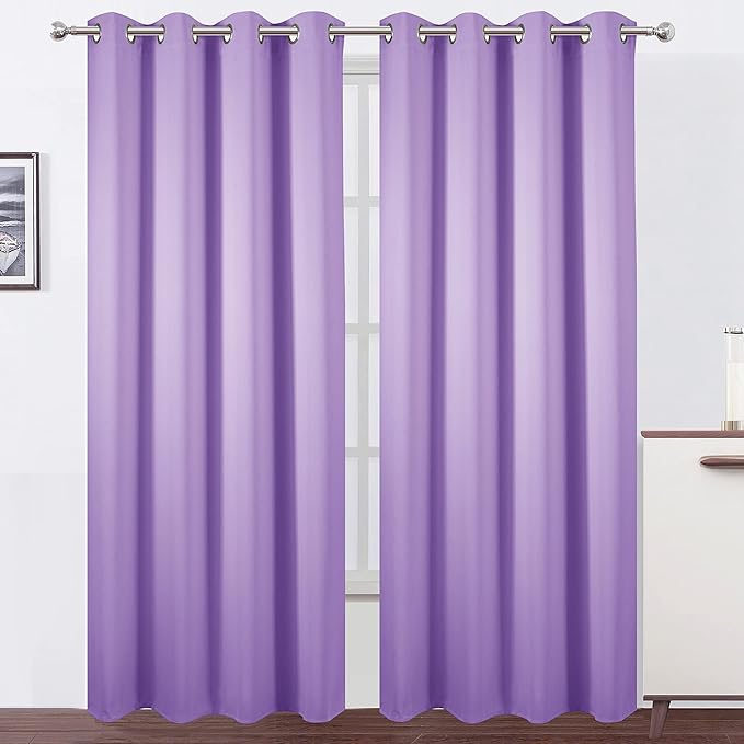 LEMOMO Blackout Curtains 66 x 84 inch/Lavender Curtains Set of 2 Panels/Thermal Insulated Room Darkening Bedroom Curtains