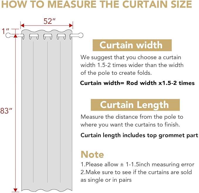 H.VERSAILTEX Living Room Linen Curtains - Semi Sheer, Nickel Grommet, Energy Saving, Light Filtering Window Treatments - Oatmeal, 2 Panels, 52 x 84 Inch