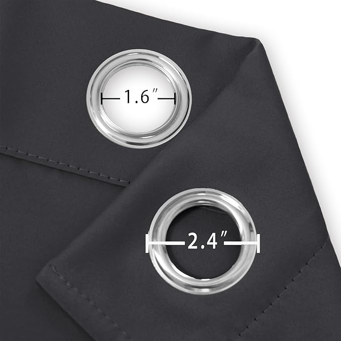 LEMOMO Dark Grey Blackout Curtains 42 x 54 Inch Length Set of 2 Panels Grommet Bedroom Curtains for Living Room