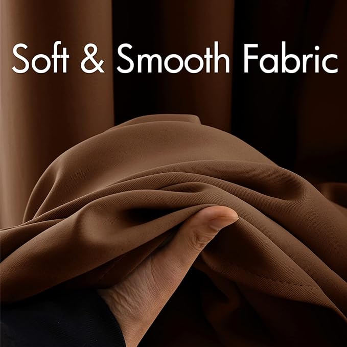 MIULEE Blackout Curtains 96 Inches Long for Bedroom Living Room Thermal Insulated Room Darkening Mocha Grommet Top Solid Light Blocking Drapery Set of 2 Window Panels, Cappuccino Brown