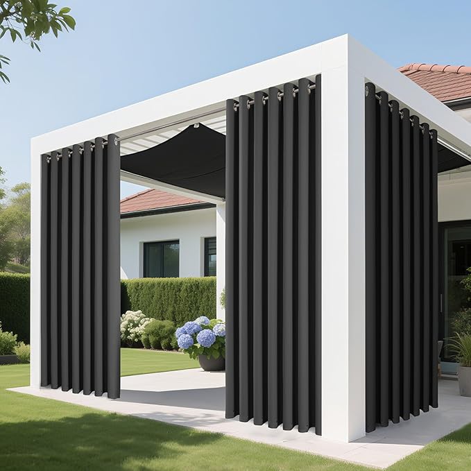 Joydeco Blackout Patio Sliding Door Curtains 96 Inches Long, Grommet Privacy Room Divider Curtains, Extra Wide Thermal Blackout Drapes for Bedroom Living Room (Grey, 100Wx96L, 1 Panel)