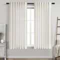 Cream Linen Curtains 68 Inches Long for Bedroom Back Tab Light Filtering Privacy Sheer Curtains Modern Farmhouse Coastal Decor Cotton Textured Gauze Curtain for Bathroom 2 Panel Set 52x68
