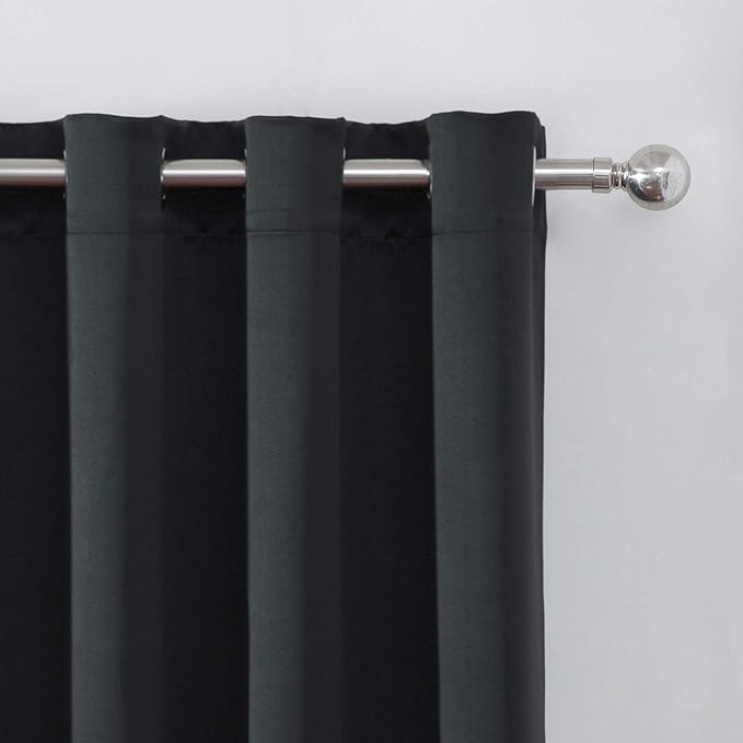 LEMOMO Black Thermal Blackout Curtains/52 x 45 Inch/Set of 2 Panels Room Darkening Curtains