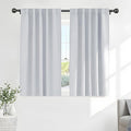 PONY DANCE Short Drapes for Kinchen, Drapes for Bathroom Window, Privacy Curtain Tiers for Basement Windows, loft Curtain Tiers for Bedroom (2 Panels,Greyish White, 34x54 Inch)