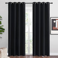 NICETOWN Black Out Curtains for Bedroom Living Room 80 Inches Long, 2 Panels, 52" W, Black, 3 Pass Microfiber Noise Reducing Thermal Insulated Solid Ring Top Blackout Window Drapes