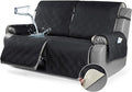 TAOCOCO 100% Waterproof Oversized Loveseat Recliner Cover, Non Slip Split Couch Covers for Reclining Loveseat with Elastic Straps for Kids Pets(Oversized 2 Seater, Black)