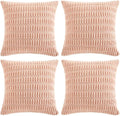 Fancy Homi 4 Packs Boho Pink Decorative Throw Pillow Covers 20x20 Inch for Living Room Couch Bed Sofa, Rustic Modern Farmhouse Home Decor, Soft Plush Corduroy Square Cute Cushion Case 50x50 cm