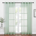 NICETOWN Sheer Window Curtains for Farmhouse, Ring Top Voile Textured Window Treatment Vertical Panels for Study Room/Bedroom/Living Room, Sage Green, W54 x L84, 2 Panels