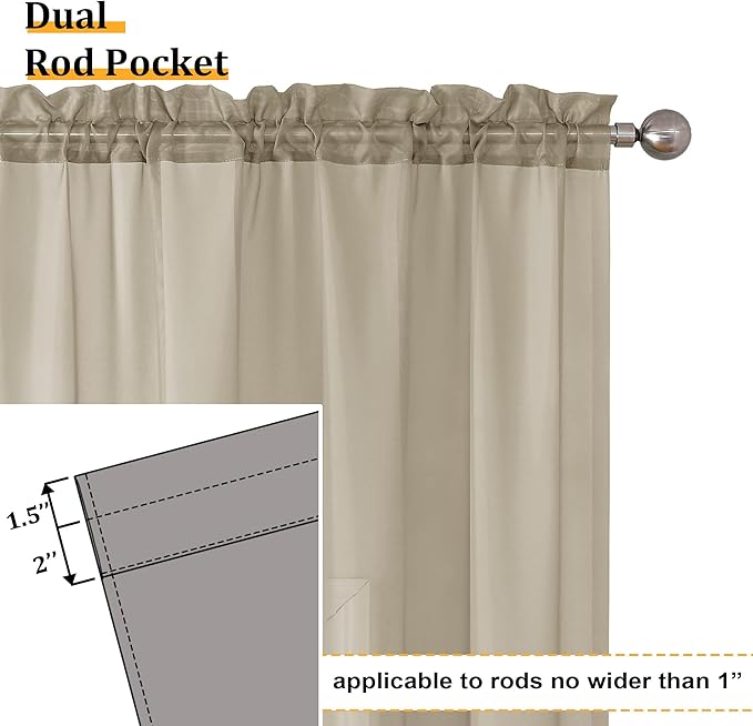 Aiyufeng Taupe Sheer Curtains 90 Inches Long 2 Panels Set, Semi Transparent Voile Rod Pocket Sheer Window Drapes for Bedroom Bed Canopy Living Room Dining Wedding Party Backdrop, 42W x 90L inch