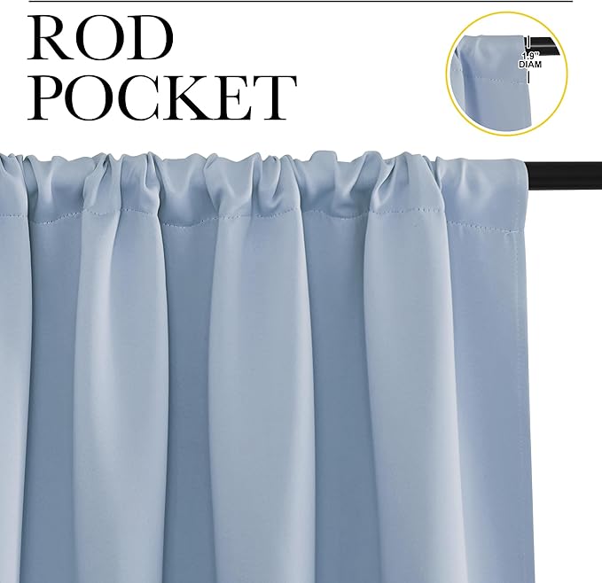 NICETOWN RV Blackout Curtains for Camper Windows, Vintage Blue, 29" Wide by 40" Long, 2 PCs, Short Blackout Curtains & Drapes, Thermal Insulated Blackout Curtain Panels for Kids Room, Play Room